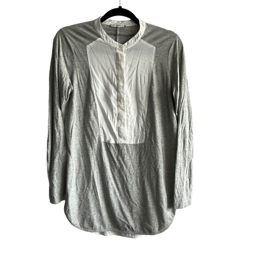 Vince Grey & White Button Front Top